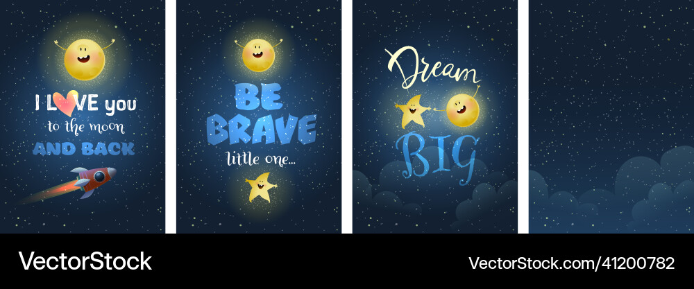 Inspirational quotes for kids space lettering card Inspirational quotes for kids space lettering card vector image
