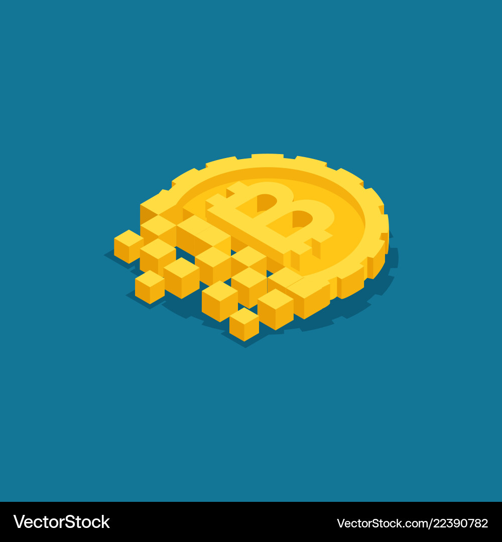 Isometric concept with ico blockchain bit Isometric concept with ico blockchain bit vector image