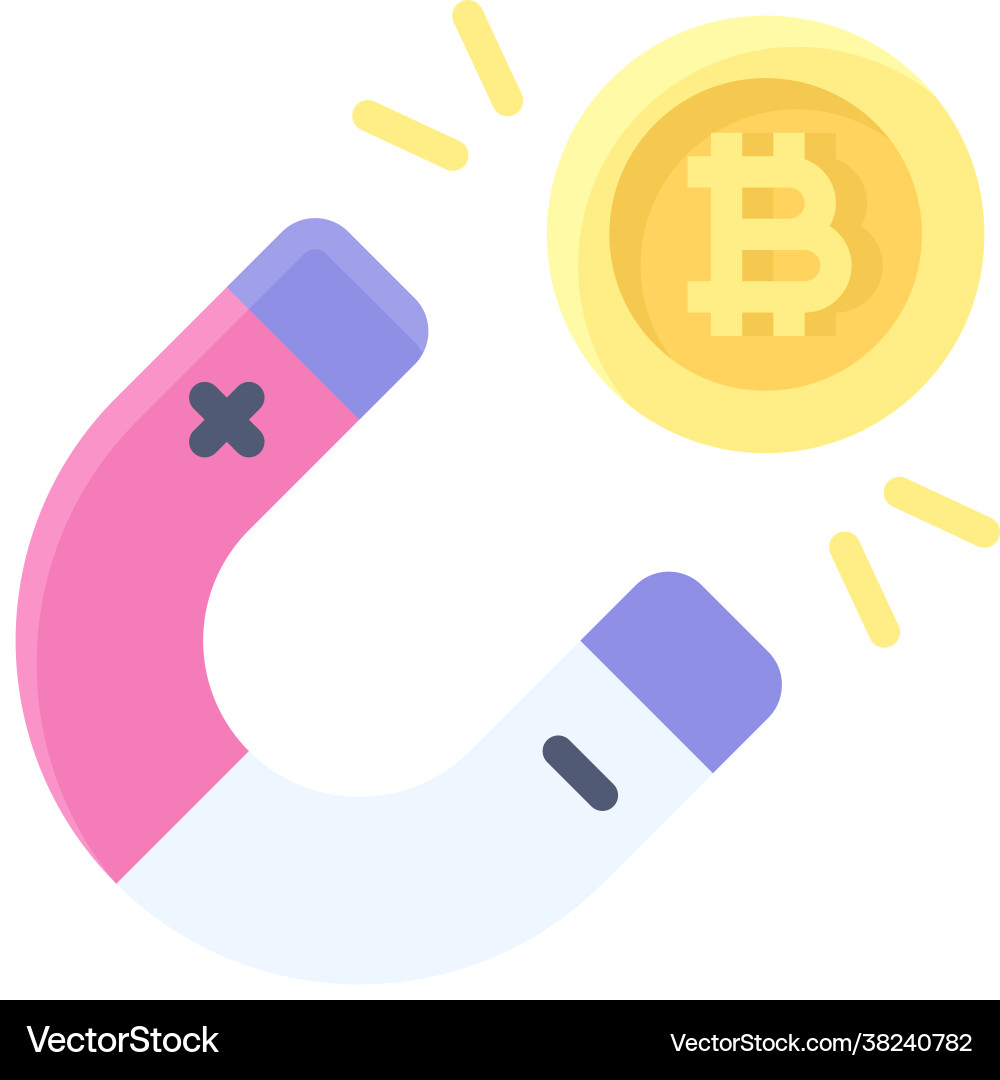 Magnet attract with bitcoin icon cryptocurrency – Royalty-Free Vector |  VectorStock
