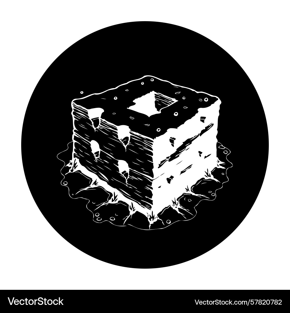 Minimalist of an ice cube drowning exploring Minimalist of an ice cube drowning exploring Vector Image