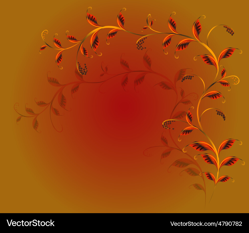 Pattern in the form of branches with red flowers vector image