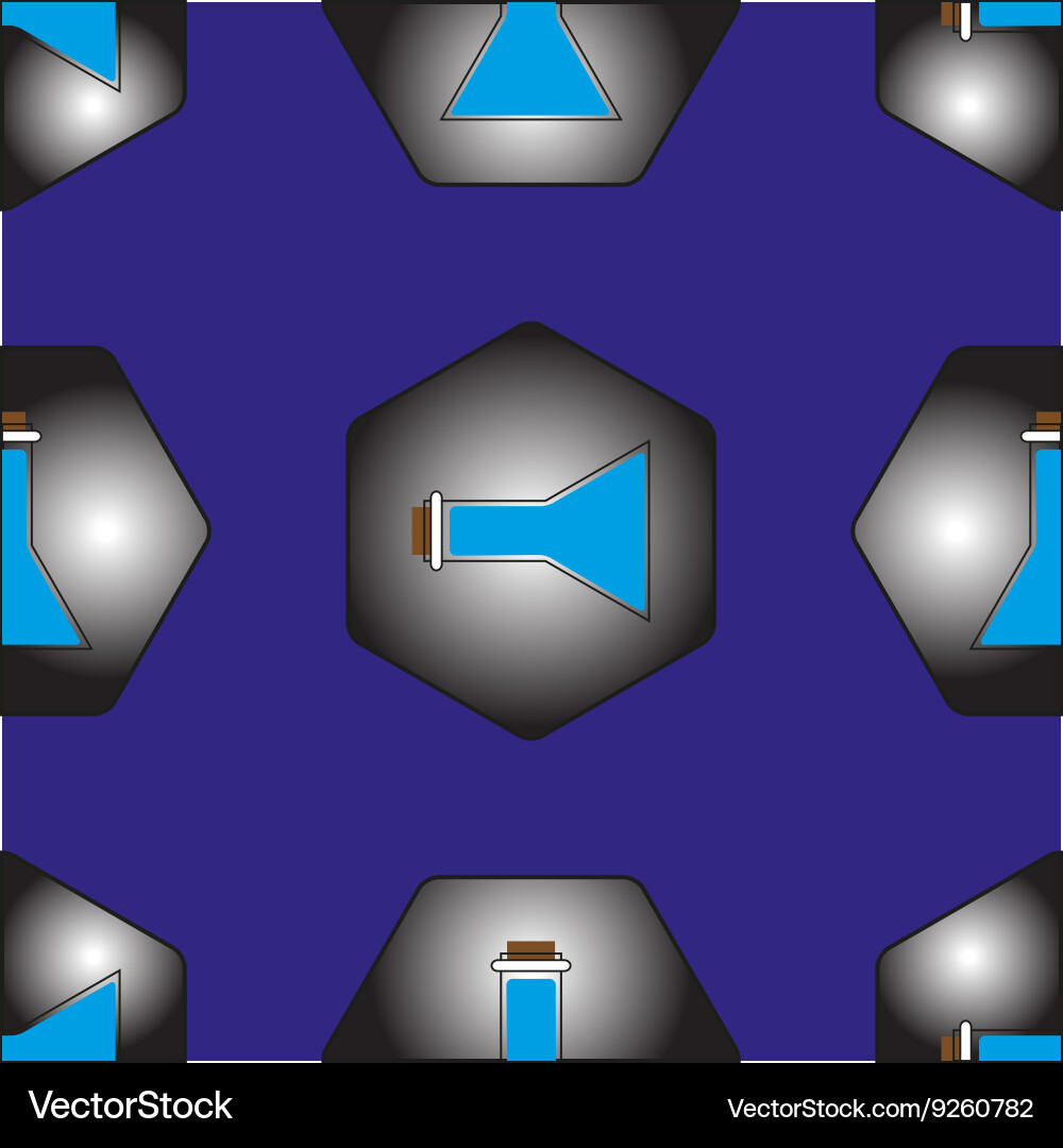 Pattern of flasks in hexagons which represent Vector Image