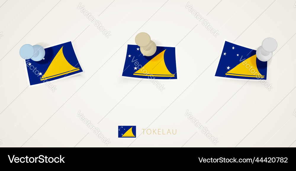 Pinned flag of tokelau in different shapes Vector Image