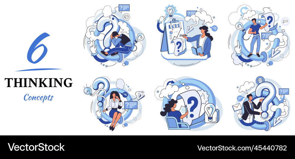 Problem solving concept man wondering or thinking Problem solving concept man wondering or thinking Vector Image