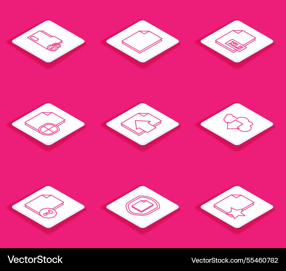 Set line folder and lock document xls file Set line folder and lock document xls file vector image