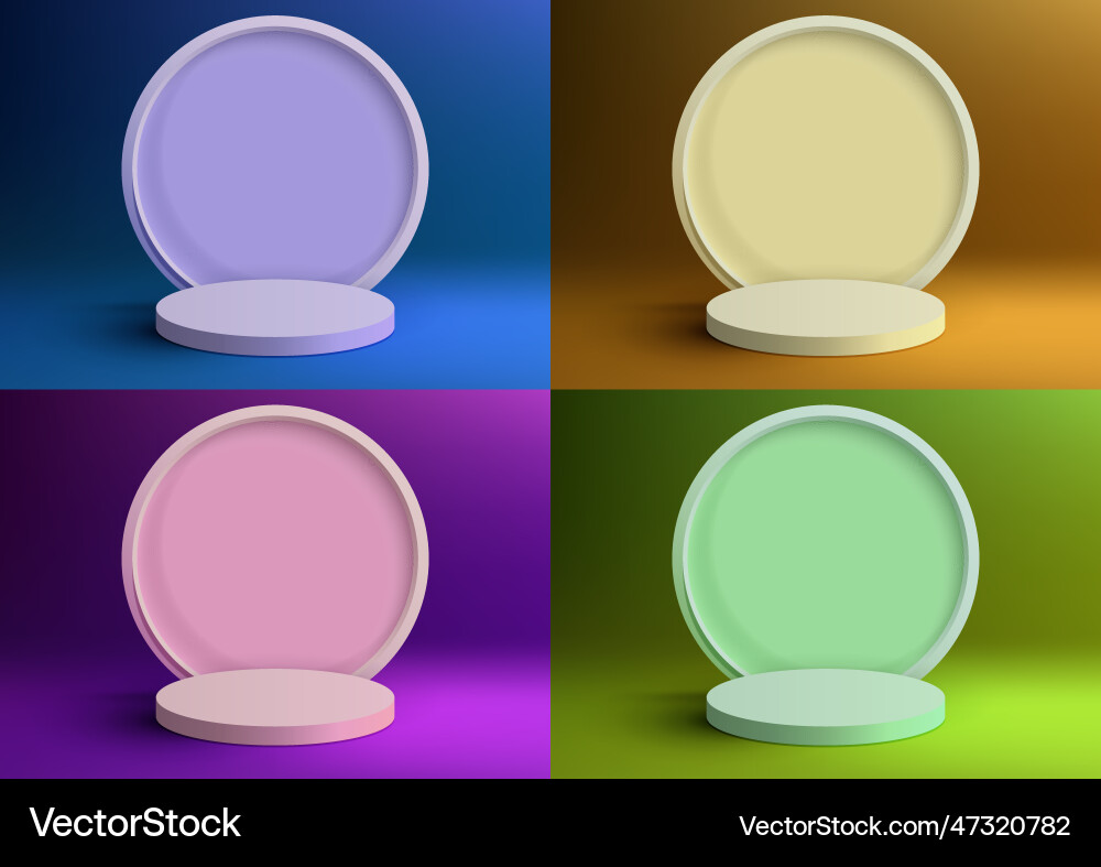 Set of 3d realistic products display empty podium Set of 3d realistic products display empty podium vector image