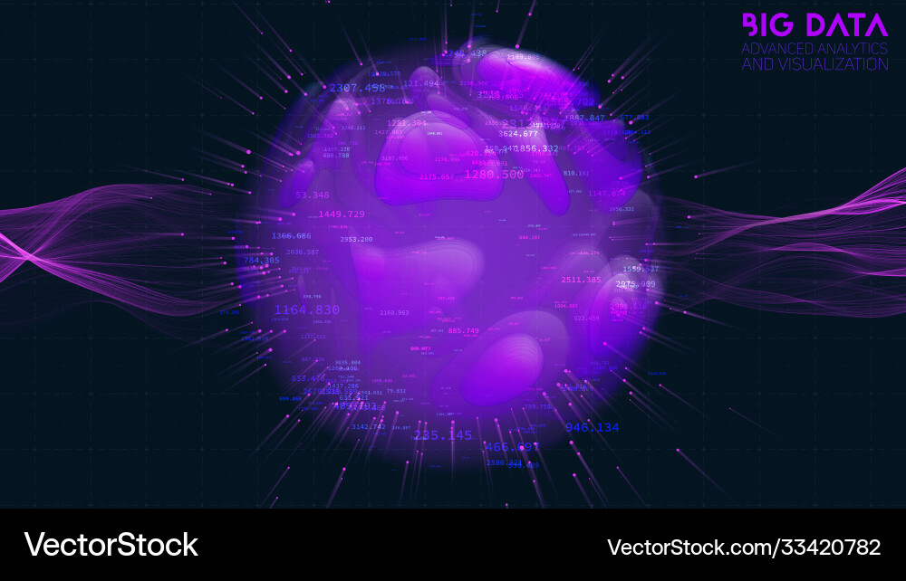 Spherical data cloud visualization 3d big Vector Image