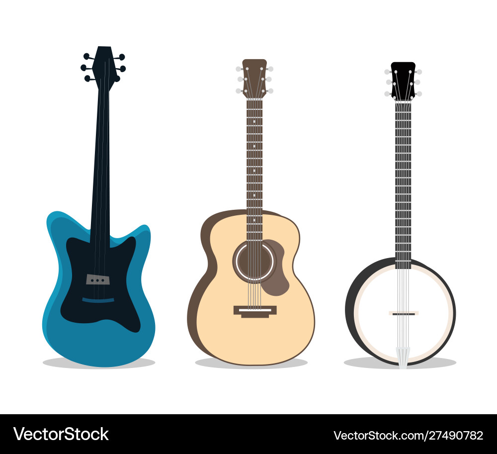 Stringed instruments flat set vector image
