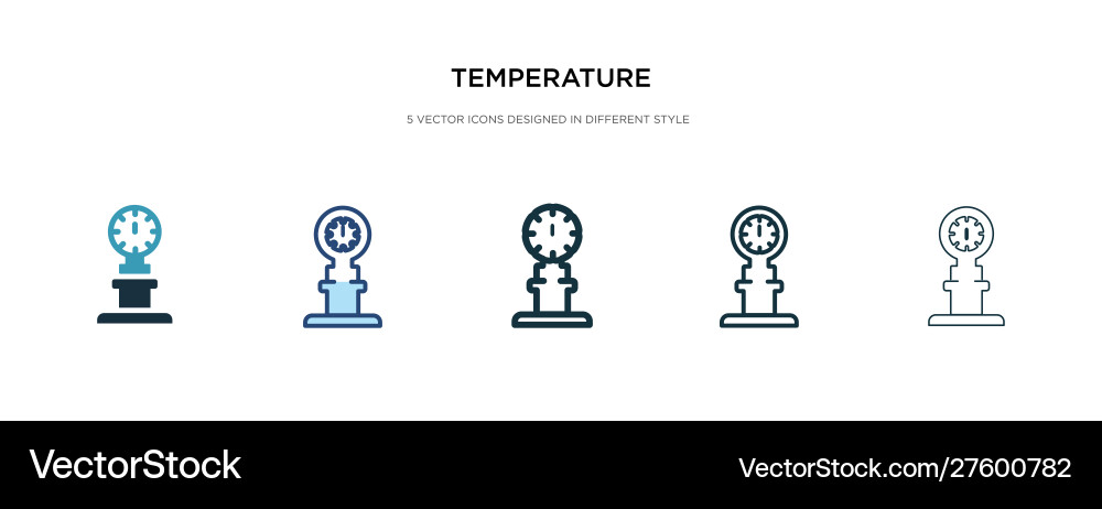 Temperature icon in different style two colored Temperature icon in different style two colored vector image