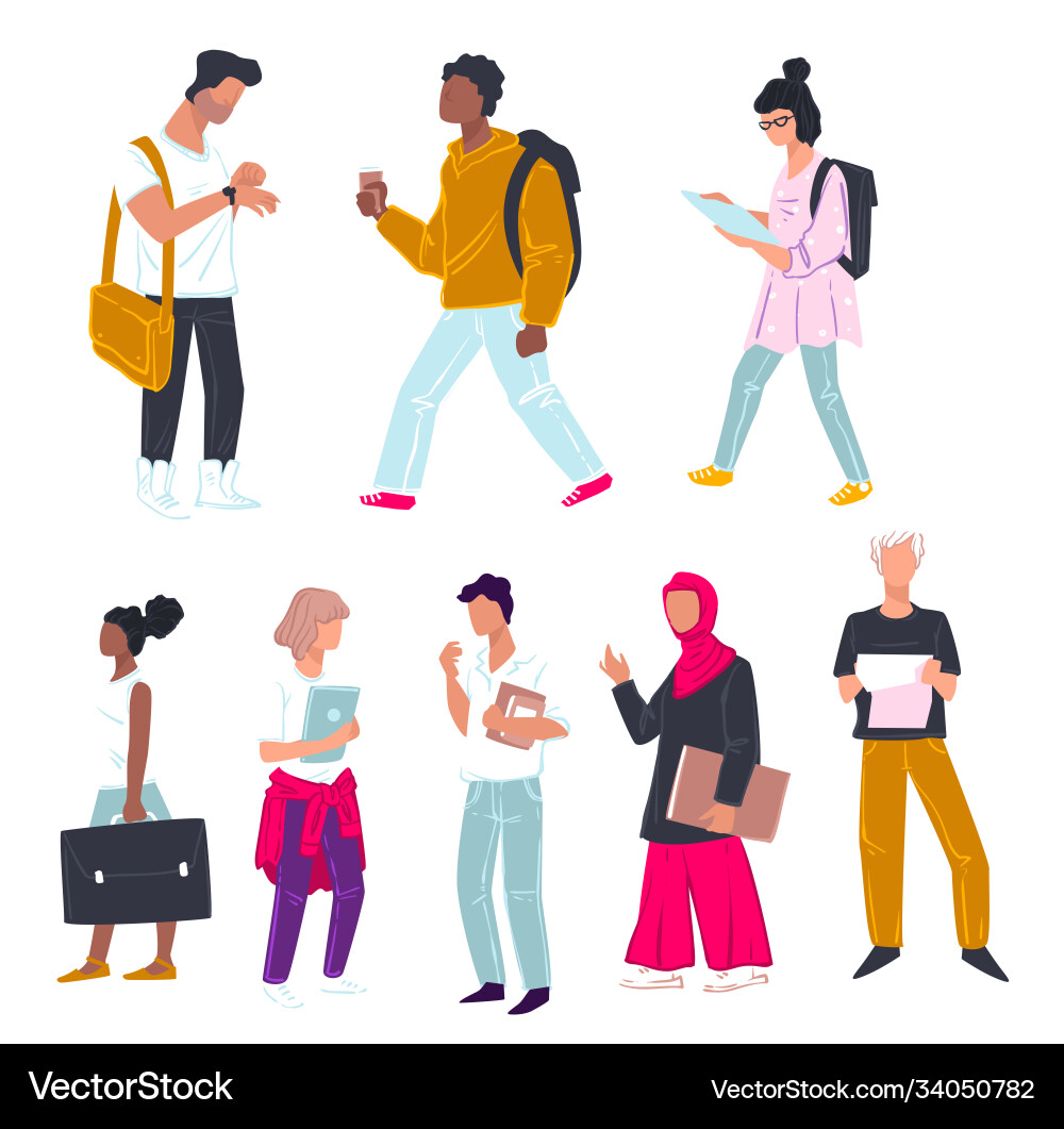 University students boys and girls groupmates University students boys and girls groupmates vector image