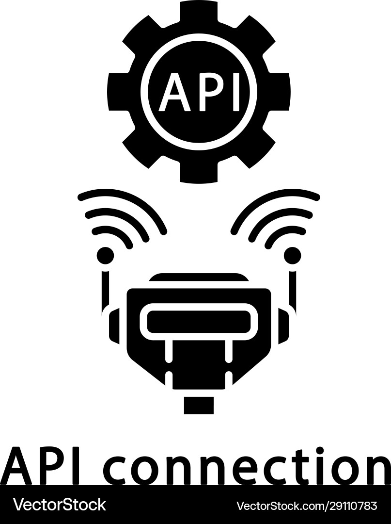 API Connection Robot Glyph vector image