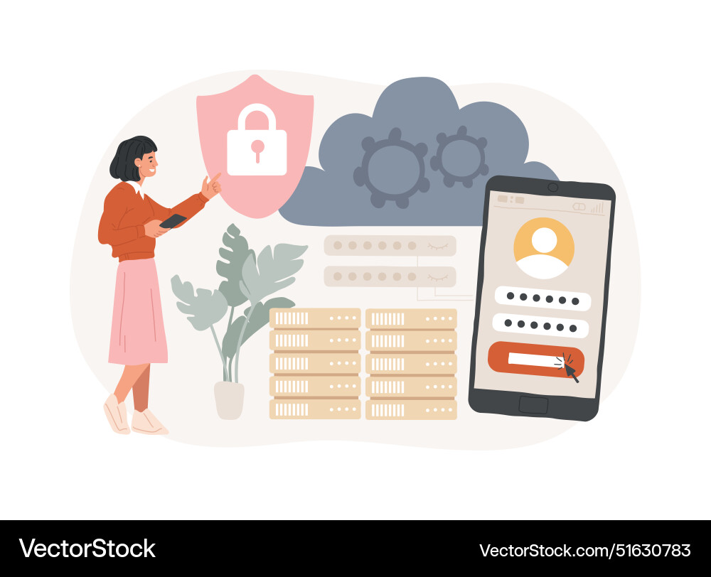 Cloud computing security isolated concept Cloud computing security isolated concept vector image