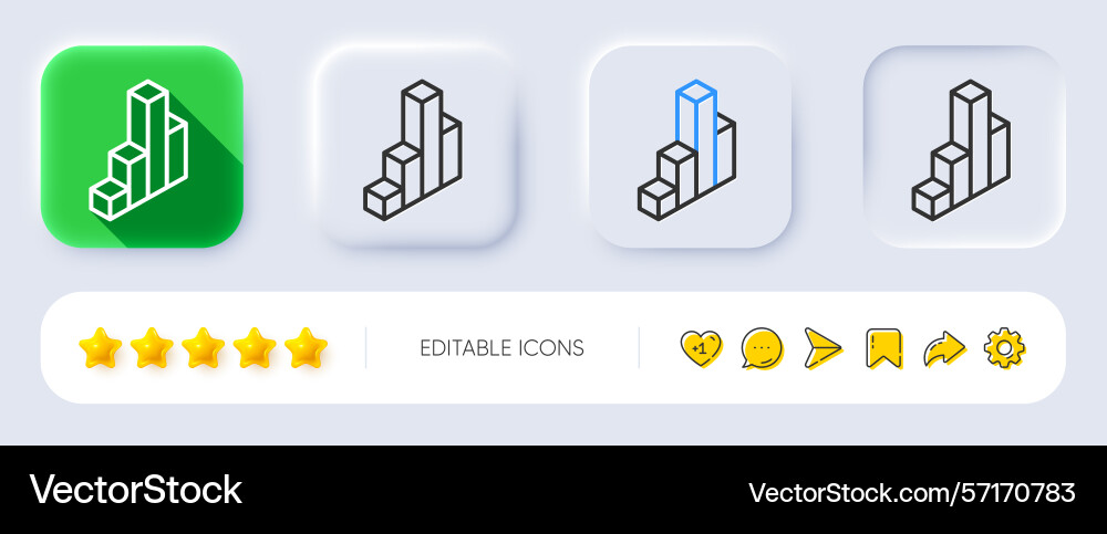 Diagram chart line icon column 3d graph sign vector image