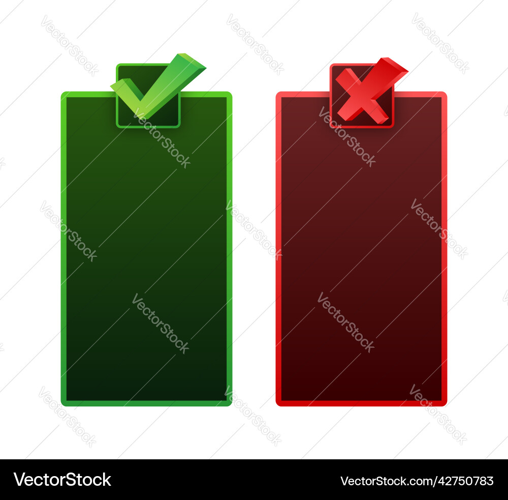 Dos and donts list with checkmark cross mark vector image