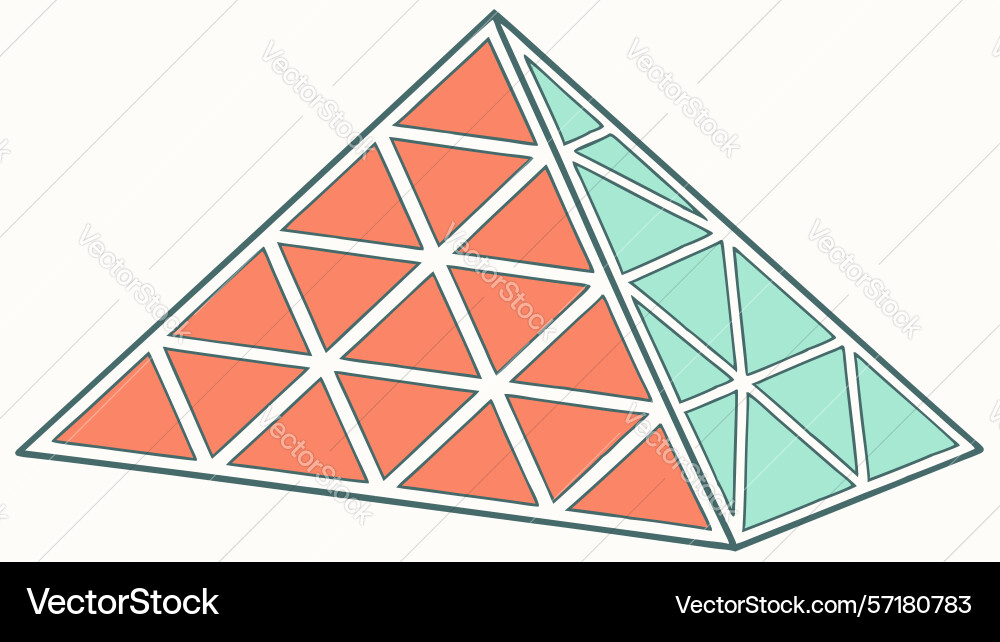 Geometric pyramid structure with stylized pattern vector image