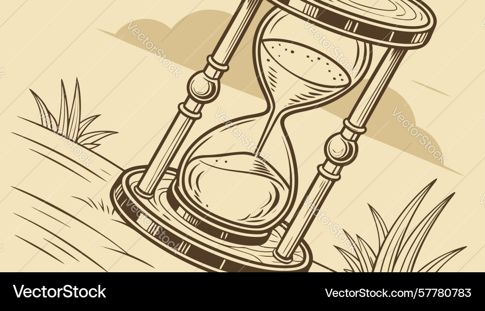 Hourglass of time dynamic passing flow vector image