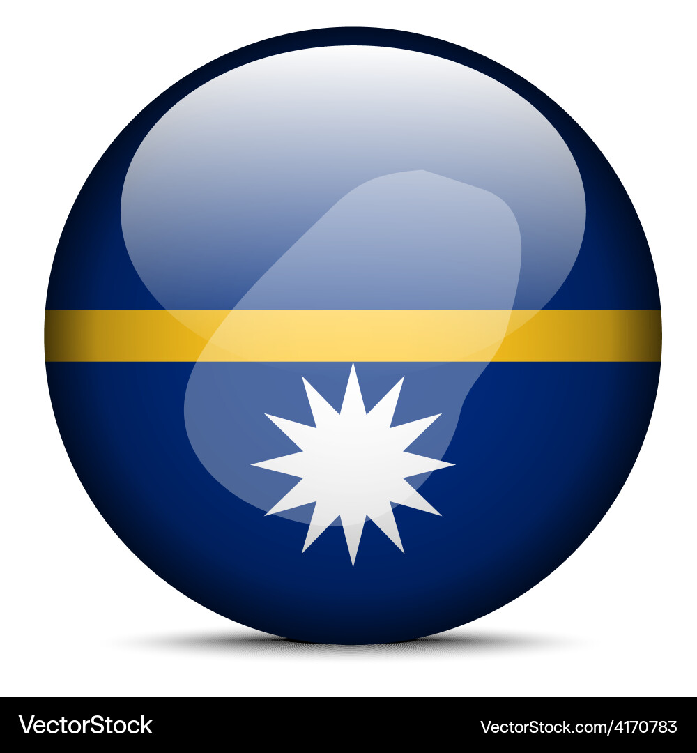 Map on flag button of republic nauru Vector Image