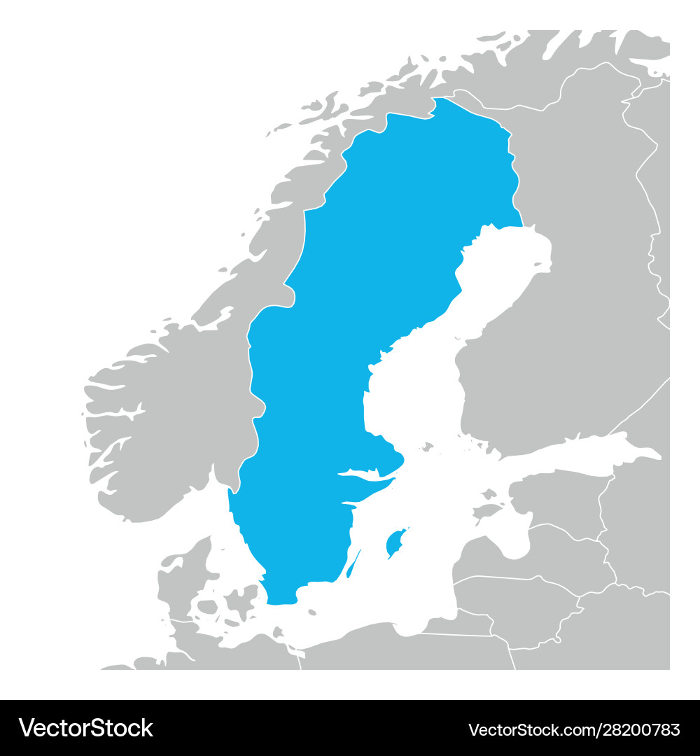 Map sweden green highlighted with neighbor Map sweden green highlighted with neighbor vector image