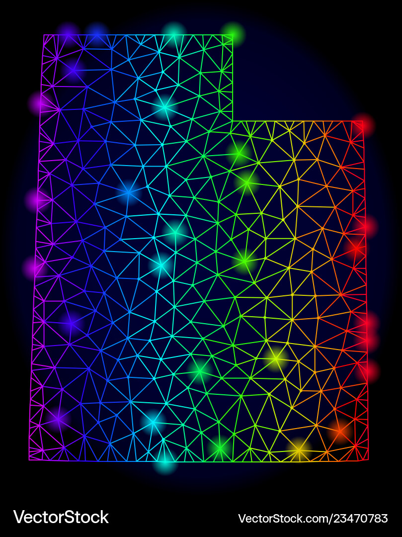 Polygonal network rainbow mesh map of utah Polygonal network rainbow mesh map of utah vector image