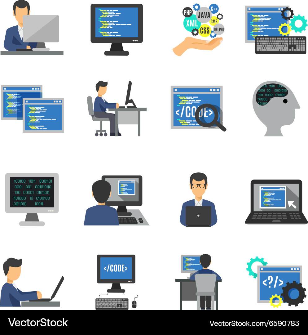 Programmer Icon Set vector image