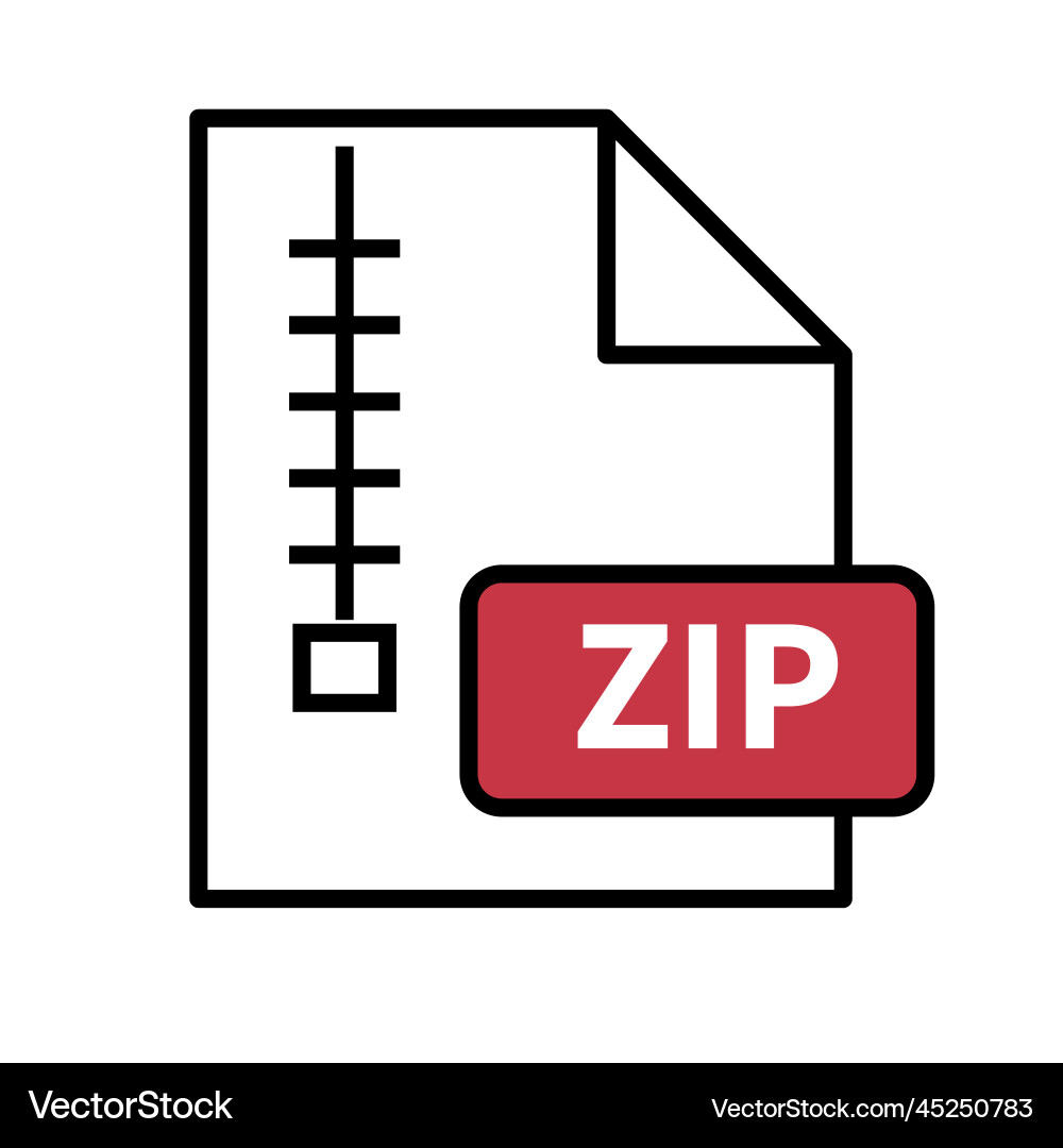 Red zip file icon or compressed archive Red zip file icon or compressed archive Vector Image