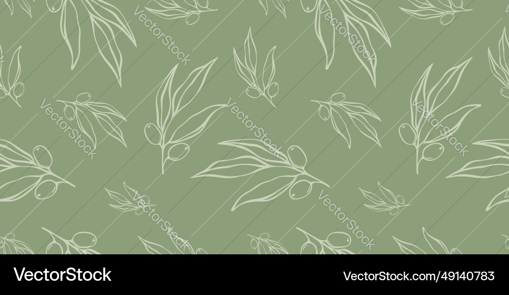 Seamless patterns with olive branch Seamless patterns with olive branch vector image