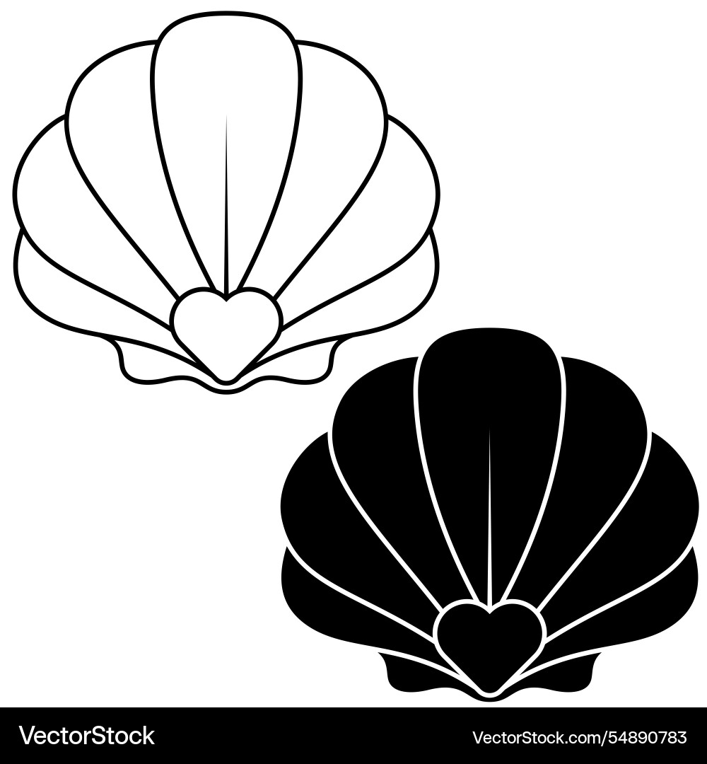 Seashell with heart in the center Seashell with heart in the center Vector Image