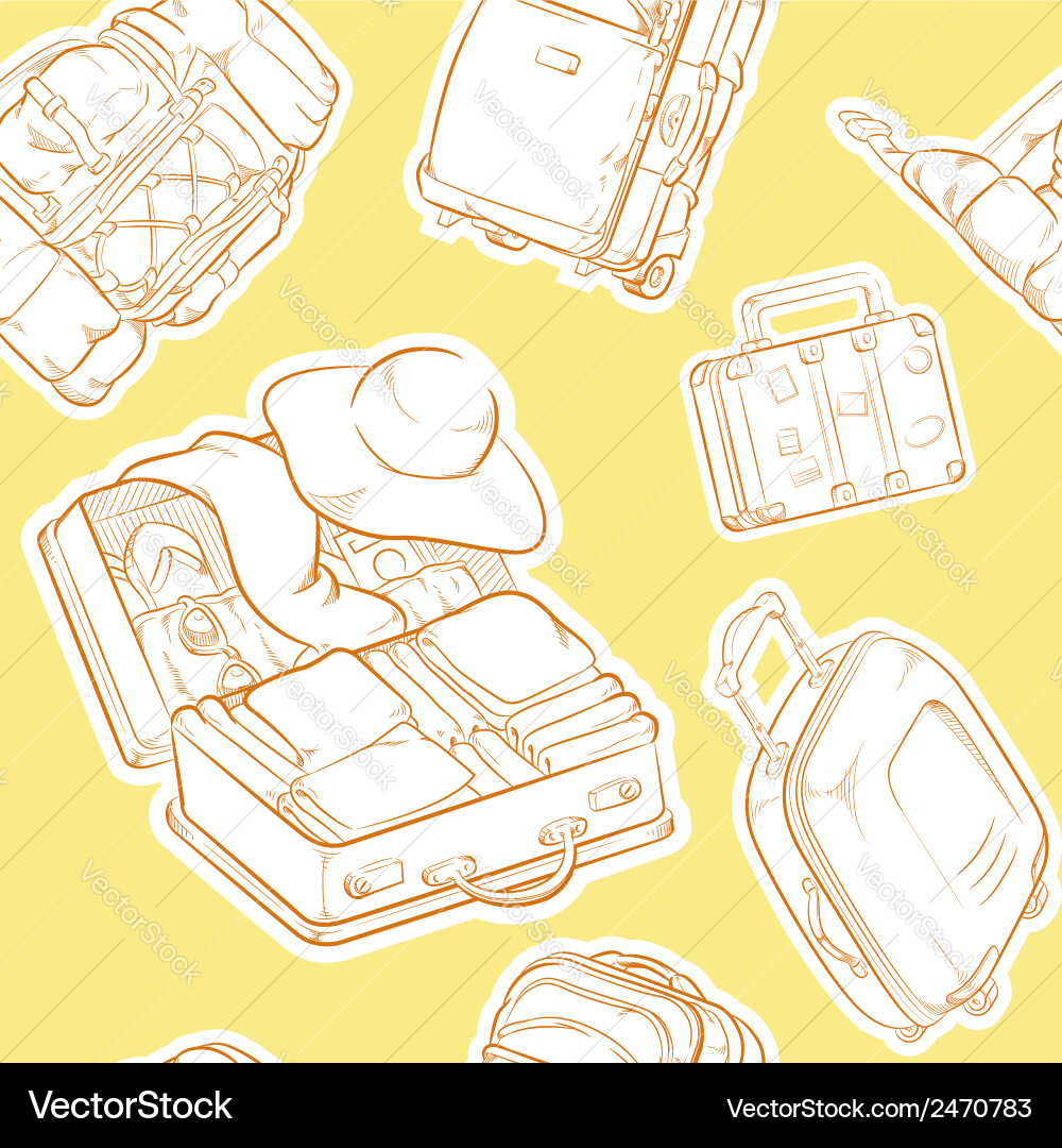 Travel Suitcase Sketch Pattern vector image