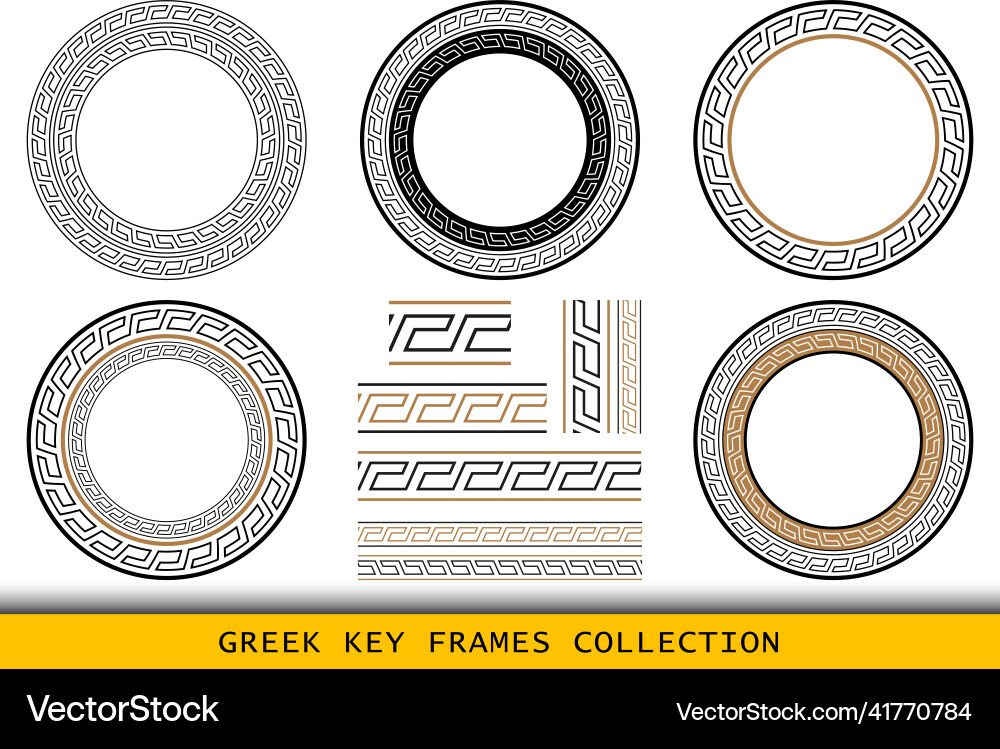 Ancient greek round frames patterns set Ancient greek round frames patterns set vector image
