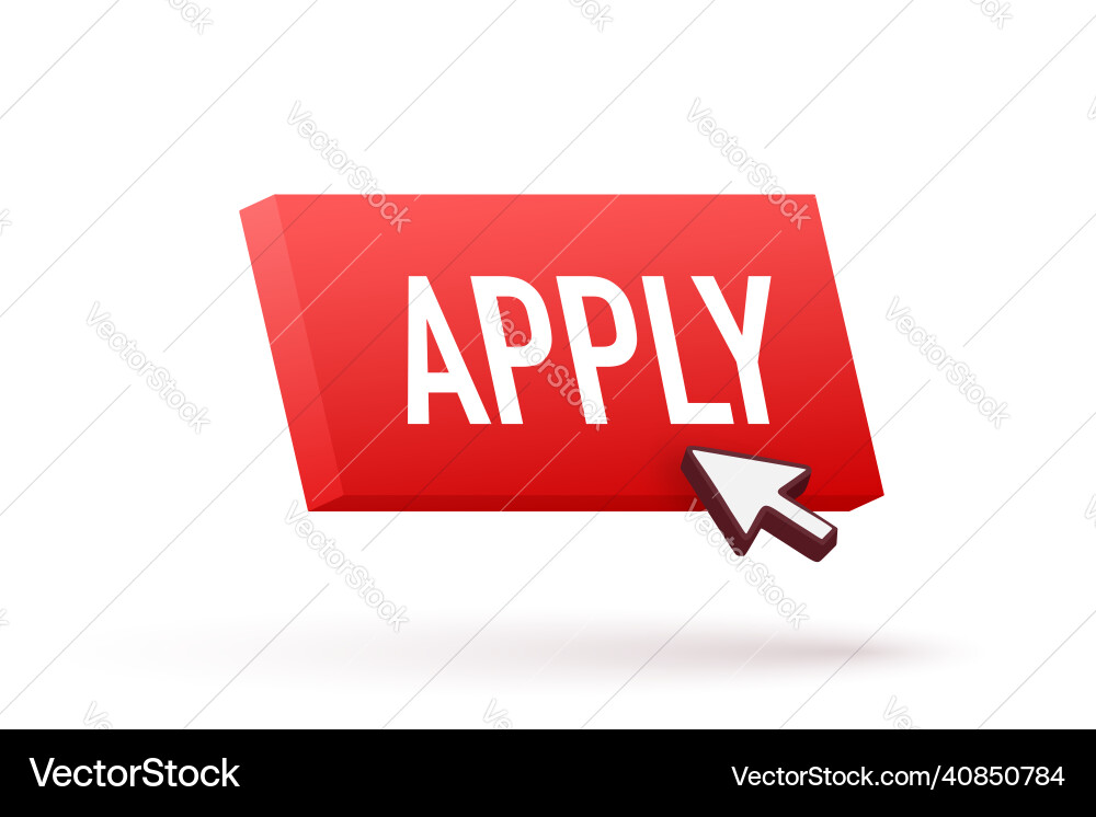 Apply with cursor button internet icon pointer Vector Image