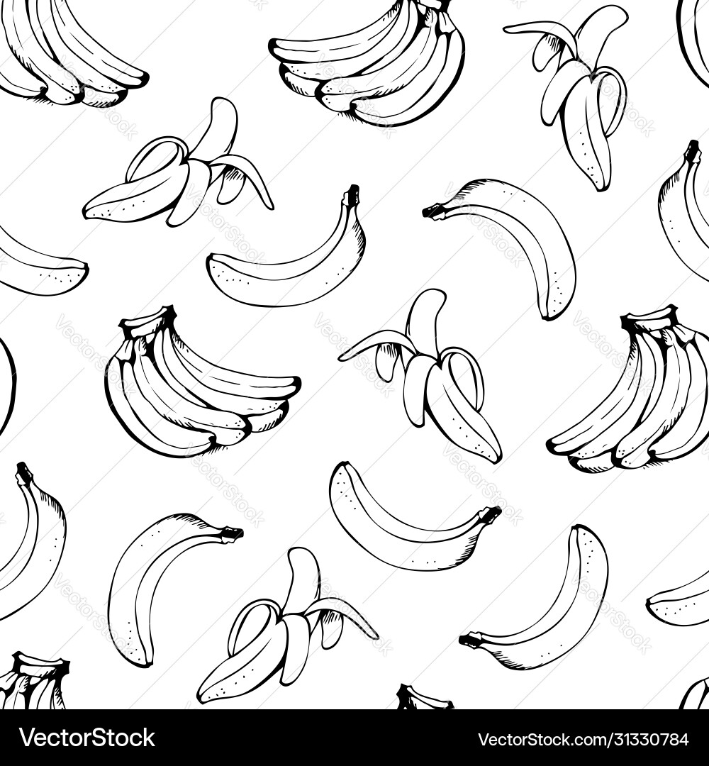 Banana seamless pattern background with yellow Vector Image