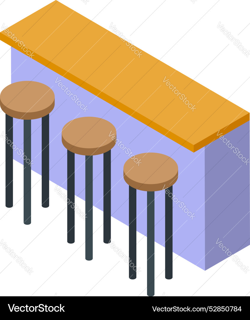 Bar counter with stools being place for drinking Bar counter with stools being place for drinking vector image