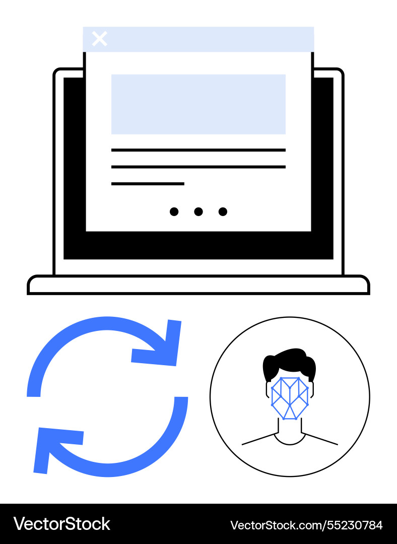Biometric authentication and data synchronization Biometric authentication and data synchronization vector image