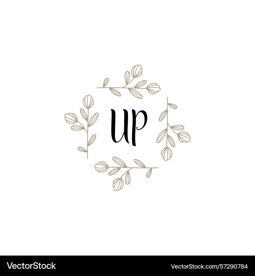 Botanical monogram logos with initial up Botanical monogram logos with initial up Vector Image