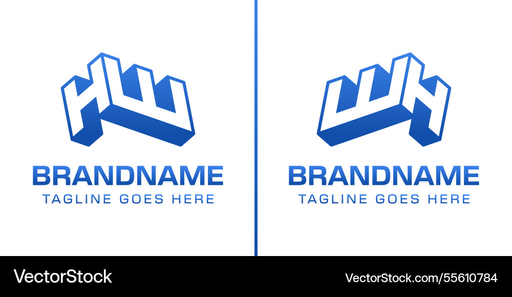 Buchstaben hw oder wh 3d Monogramm-Logo symbolisiert Buchstaben hw oder wh 3d Monogramm-Logo symbolisiert vektorbild