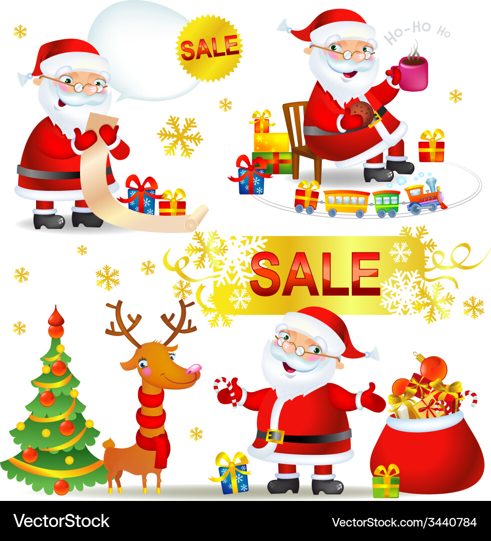 Christmas Sale with Santa Claus Vector Image