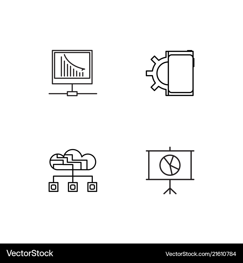 Data analytics linear icons set simple outline vector image