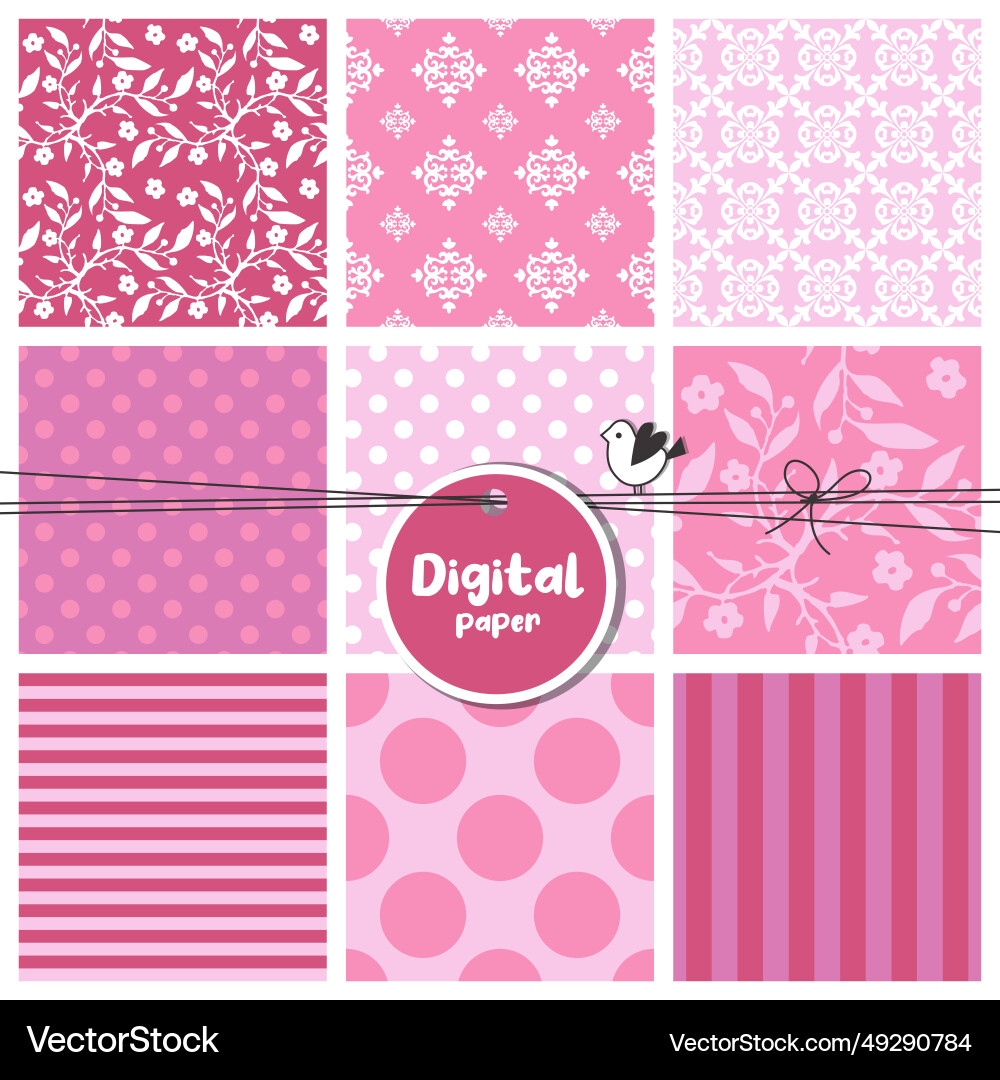 Digital papers set of seamless patterns Vector Image