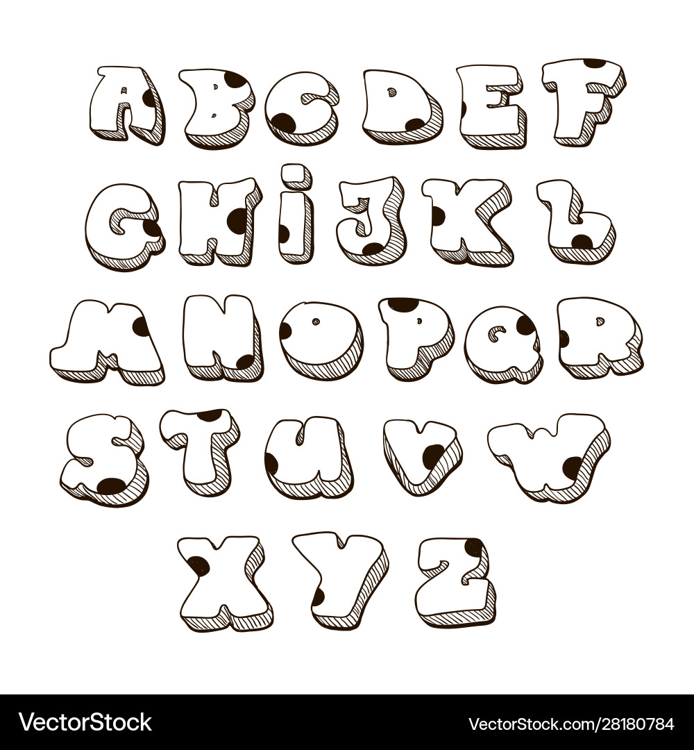 Doodle font family comic alphabet fat Doodle font family comic alphabet fat vector image