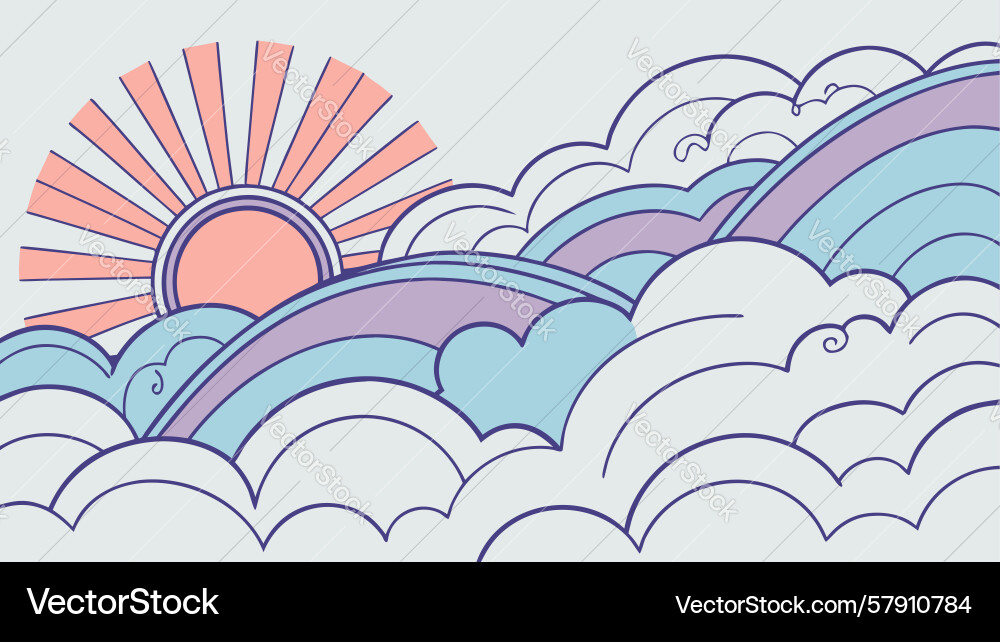 Dynamic cloud and sun abstract pattern design Vector Image