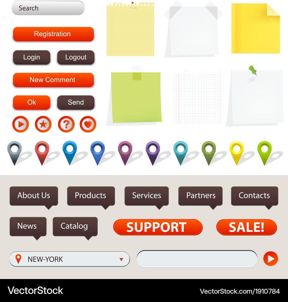 GPS & Website UI Elements vector image