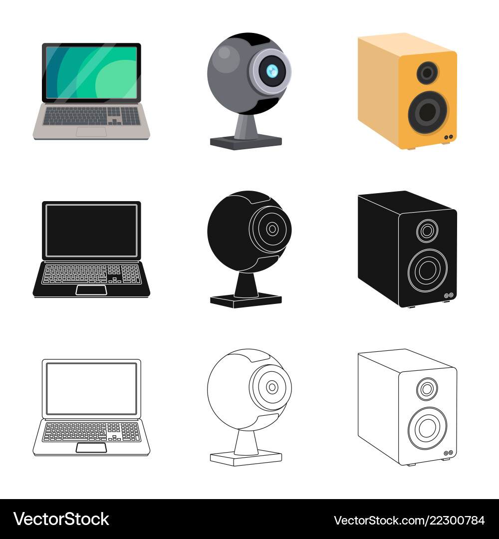 Isolated object of laptop and device icon set Isolated object of laptop and device icon set vector image
