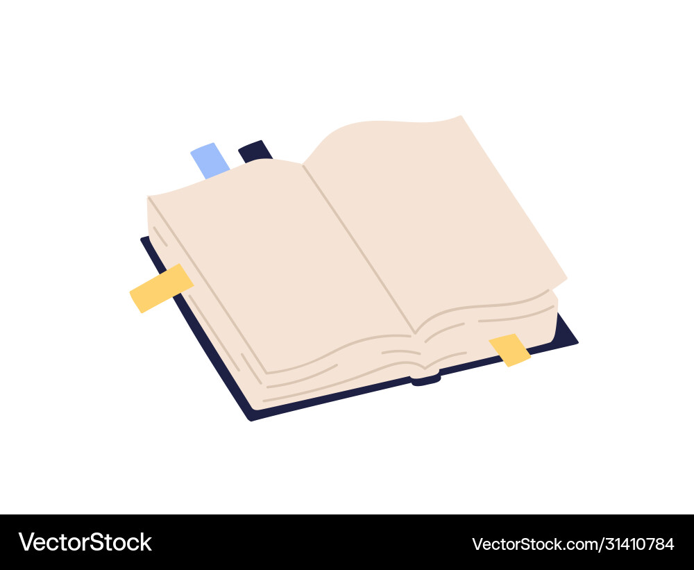 Open paper book with empty pages and colorful Open paper book with empty pages and colorful Vector Image