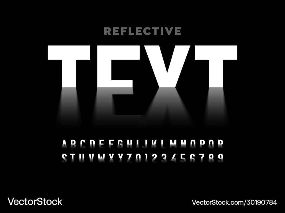 Reflective style font Reflective style font vector image