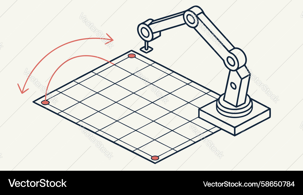 Robotic arm with rotating grid mechanism design Vector Image