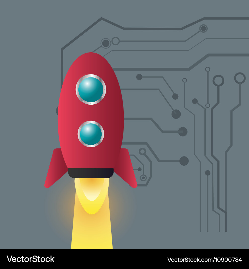 Rocket with science related icons image Vector Image