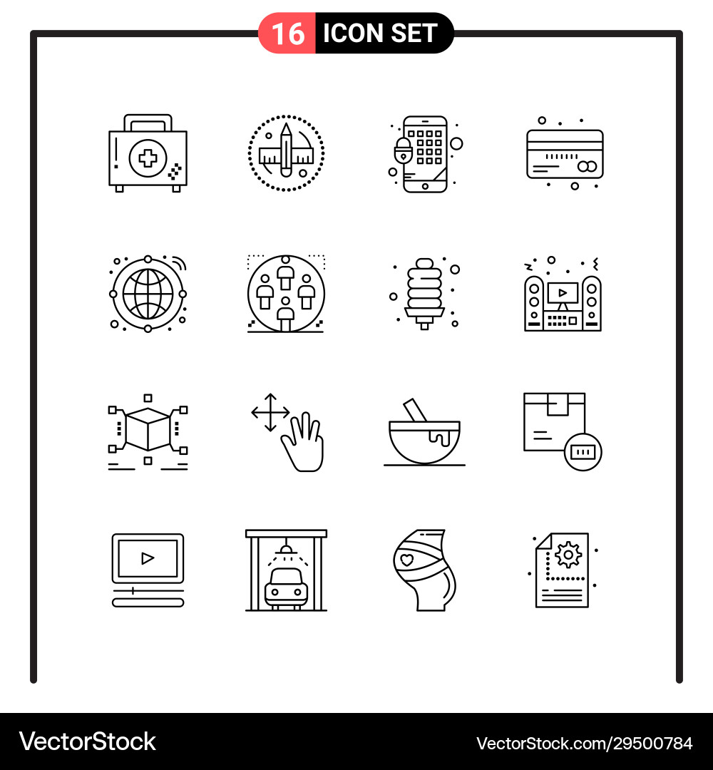Set 16 line style icons for web and mobile Set 16 line style icons for web and mobile vector image