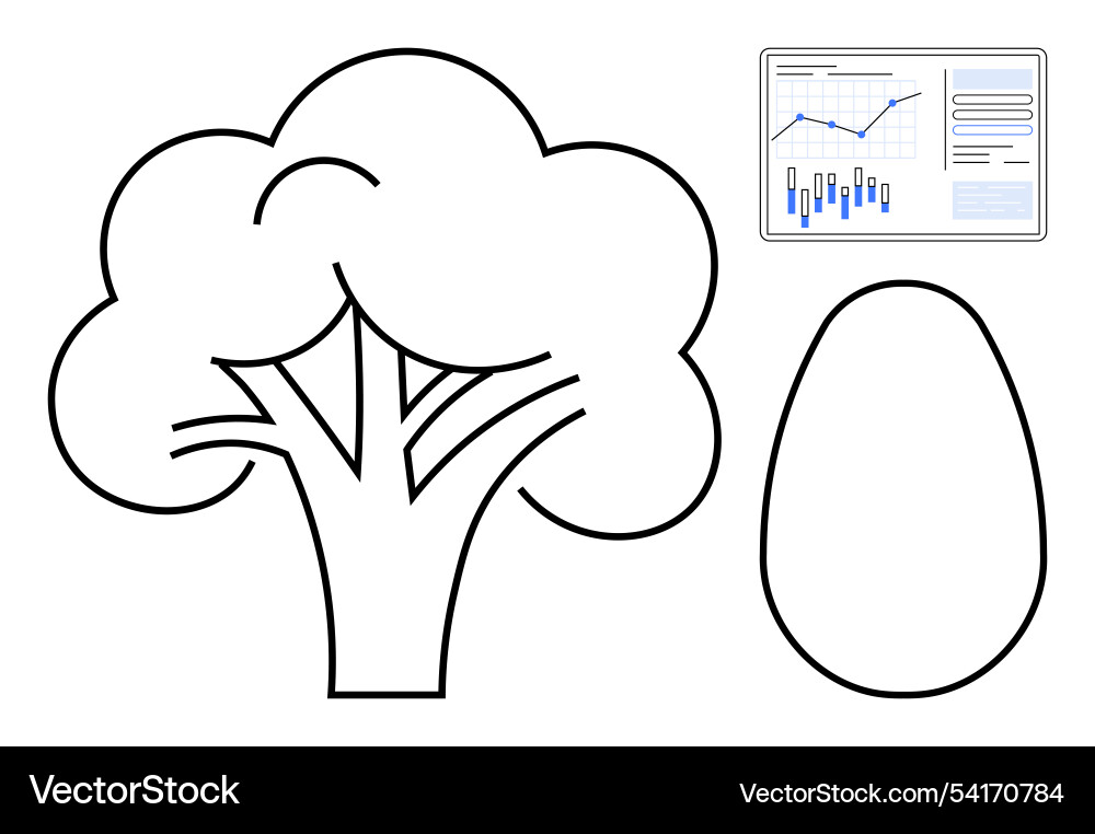 Simplistic tree and egg shapes with data chart Simplistic tree and egg shapes with data chart vector image