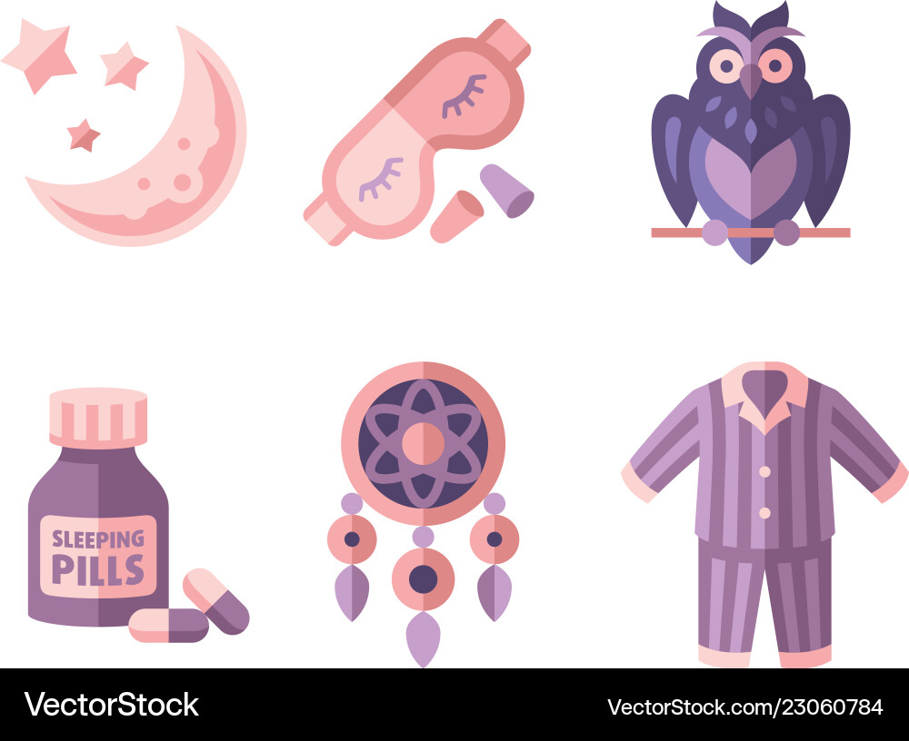 Sleep time objects for sleepmoon and stars mask Vector Image