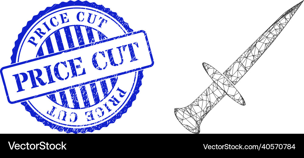 Textured price cut seal and net sword mesh Vector Image